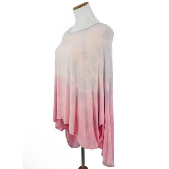 Vintage Gypsy Junkies Pink Tie Dyed Slit Weaved Dolman Sleeve Relaxed Tunic Top - Picture 4 of 16
